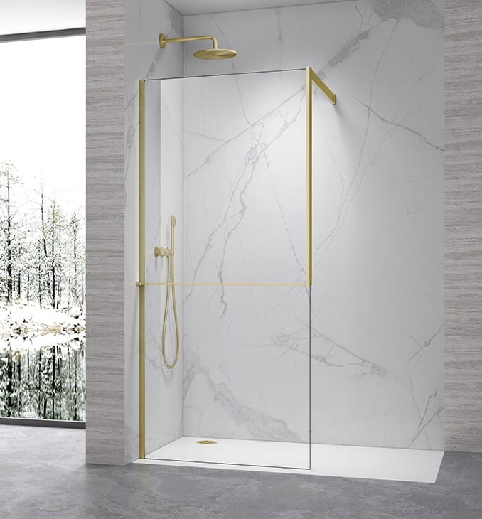 Walk In Paravan 100 Copen FRAME Brushed GOLD - Zlatna Tuš Stena 100 Walk In Paravan 100 Copen FRAME Brushed GOLD - Zlatna Tuš Stena 100